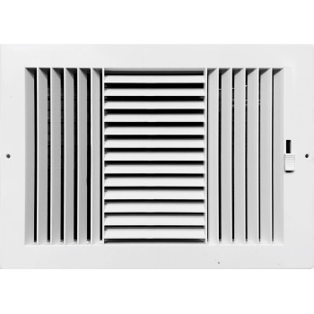 Threeway Plastic Side Wallceiling Register In White 12W X 8H For Duct Opening Outside Dimension Is 1375W X 10H