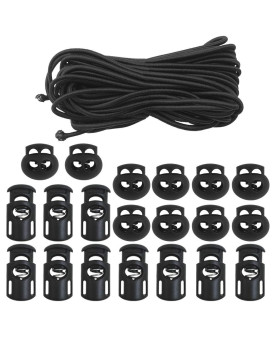 20 Pcs Plastic Cord Locks Elastic Bungee Nylon Shock Cord 532 50 Ft Lengths Dakuan 10 Pcs Singhole 10 Pcs Doublehole B