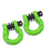 GearAmerica Mega D Ring Shackles - 68,000 lbs Capacity, Stronger Than 3/4 D Rings -Tow Shackle, 7/8 Pin & Washers - Securely Connect Tow Strap or Winch Rope for Off-Road Recovery - Green, 2-Pack