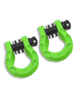 GearAmerica Mega D Ring Shackles - 68,000 lbs Capacity, Stronger Than 3/4 D Rings -Tow Shackle, 7/8 Pin & Washers - Securely Connect Tow Strap or Winch Rope for Off-Road Recovery - Green, 2-Pack