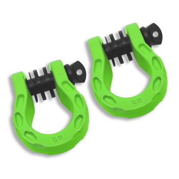 GearAmerica Mega D Ring Shackles - 68,000 lbs Capacity, Stronger Than 3/4 D Rings -Tow Shackle, 7/8 Pin & Washers - Securely Connect Tow Strap or Winch Rope for Off-Road Recovery - Green, 2-Pack