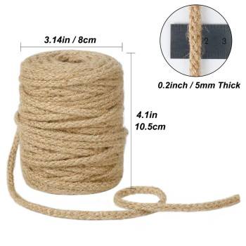 Tenn Well 5Mm Jute Twine 100 Feet Braided Natural Jute Rope Thick Twine Rope For Crafts Gift Wrapping Gardening Cat Tower R