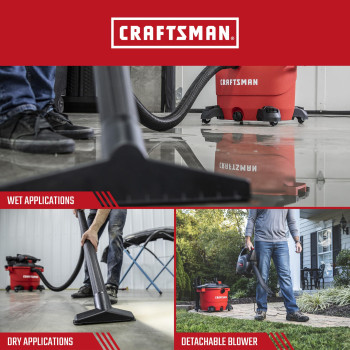 Craftsman Cmxevbe17607 16 Gallon 65 Peak Hp Wetdry Vac With Detachable Leaf Blower Heavyduty Shop Vacuum With Attachments