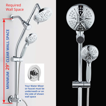 Spa Station 34 Adjustable Drillfree Slide Bar With 48Setting Showerhead Combo Height Extension Arm 3Way Rain Handheld