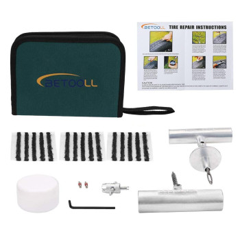 Betooll Universal Tire Repair Kit Heavy Duty 24 Pcs Emergency Tire Plug Kit For Car Motorcycle Truck Arbatv Tractor Rv S