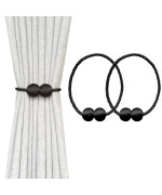 Melaluxe 2 Pack Magnetic Curtain Tiebacks Decorative Curtain Holdbacks For Window D Cor Black