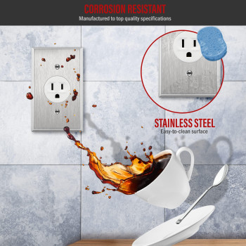 Enerlites 1406 Hole Single Receptacle Outlet Metal Wall Plate Corrosive Resistant Size 1Gang 450 X 276 775110Pcs