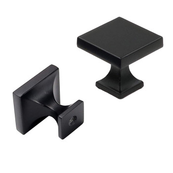 Goldenwarm 25 Pack Flat Black Contemporary Cabinet Knobs Ls6785Bk Square Black Drawer Knobs For Kitchen Cabinets Black Hardwar