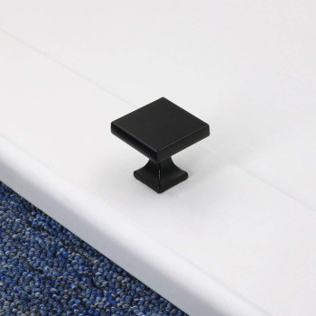 Goldenwarm 25 Pack Flat Black Contemporary Cabinet Knobs Ls6785Bk Square Black Drawer Knobs For Kitchen Cabinets Black Hardwar