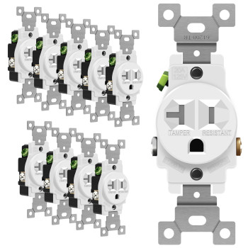 Enerlites Single Receptacle Outlet Tamperresistant Commercial Grade 3Wire Grounding Screw 2Pole 520R Ul Listed 61200