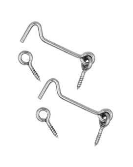 Wideskall 4 Inch Heavy Duty Zinc Plated Wire Gate Hook And Eye Latch Pack Of 2