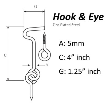 Wideskall 4 Inch Heavy Duty Zinc Plated Wire Gate Hook And Eye Latch Pack Of 2