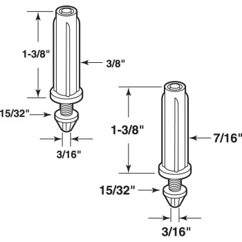 Primeline N 7538 Bifold Door Bottom Pivot Kit Two 38 In And Two 716 In Plastic Base Diameters Grooved Steel Pivot Tips