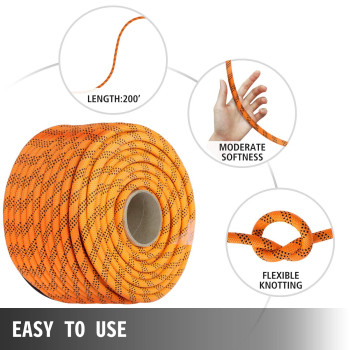 Vevor 716 Inch Double Braid Polyester Rope 200 Feet Nylon Pulling Rope 880Lb High Force Polyester Load Sailing Rope For Arboris