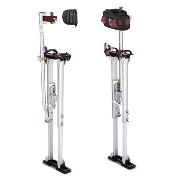 Yescom 3650 Drywall Stilts Adjustable Aluminum Tool Work With Leg Pad Protection For Painting Painter Taping Silver