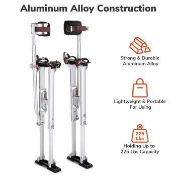 Yescom 3650 Drywall Stilts Adjustable Aluminum Tool Work With Leg Pad Protection For Painting Painter Taping Silver