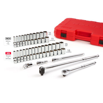 Tekton 12 Inch Drive 6Point Socket And Ratchet Set 57Piece 381 In 1024 Mm Skt25301