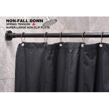 Briofox Shower Curtain Rod 4373 Inches Matte Black Never Rust And Nonfall Down Spring Tension Rod Stainless Steel