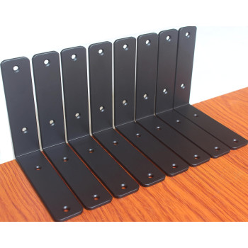 8 Pack L 6 X H 6 X W15 5Mm Thick Black L Shelf Bracket Iron Shelf Brackets Metal Shelf Bracket Industrial Shelf Bra