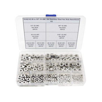 Hvazi 256 To 3816 Unc 304 Stainless Steel Hex Nuts Assortment Kit