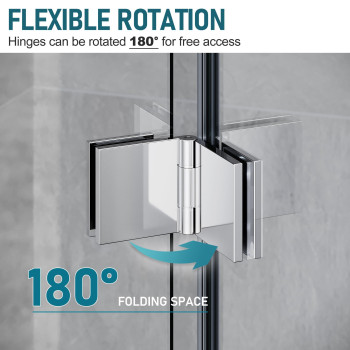 Elegant 34 In W X 72 In H Frameless Glass Shower Doors Bifold Pivot Swing Shower Door 14 In Fold Clear Glass Panel Chrom