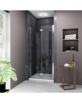 Elegant 36 W X 72 H Bifold Hinged Frameless Shower Door 14 Fold Clear Glass Shower Panel Pivot Swing Corner Shower Door