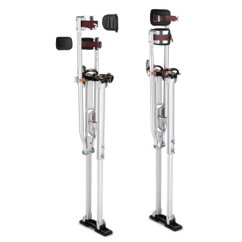 Yescom 5064 Drywall Stilts Adjustable Aluminum Tool Work With Leg Pad Protection For Painting Painter Taping Silver