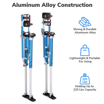 Yescom 5064 Drywall Stilts Adjustable Aluminum Tool Work With Leg Pad Protection For Painting Painter Taping Blue