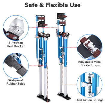 Yescom 5064 Drywall Stilts Adjustable Aluminum Tool Work With Leg Pad Protection For Painting Painter Taping Blue