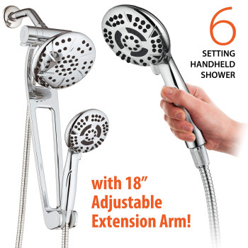 Aquadance Chrome Aquabar Highpressure 3Way Spa Combo With Adjustable 18 Extension Arm For Easy Reach Mobility Enjoy Luxury