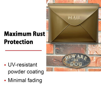 Nach Envelope Wall Mount Mailbox Maximum Rust Protection Metal Mailbox Antique Brass Finish Mail Box Mailboxes For Outside Wa