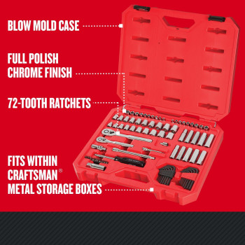 Craftsman Mechanics Tool Set Saemetric 14Inch Drive 83Piece Cmmt12021