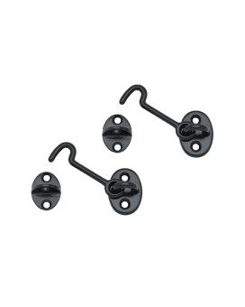 Qcaa Forged Brass Cabin Hook Latch Eye 212 Black Coated 2 Pack Made In Taiwan