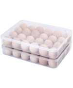 Sooyee 2 Pack Covered Egg Holders For Refrigerator Clear 2X24 Deviled Egg Tray Storage Box Dispenser Stackable Plastic Egg Carto