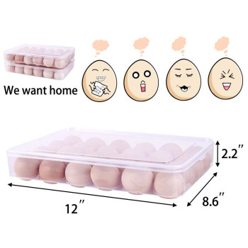 Sooyee 2 Pack Covered Egg Holders For Refrigerator Clear 2X24 Deviled Egg Tray Storage Box Dispenser Stackable Plastic Egg Carto