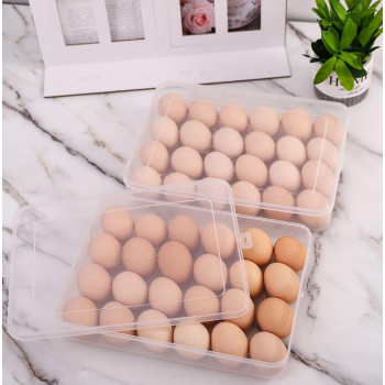 Sooyee 2 Pack Covered Egg Holders For Refrigerator Clear 2X24 Deviled Egg Tray Storage Box Dispenser Stackable Plastic Egg Carto