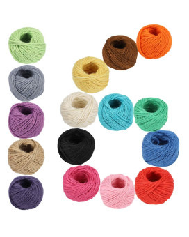 1312 Feet Jute Twine 16 Roll Strong Cord Thick Rope String For Diy Art Craft Gift Wrapping Home Garden Deco 16 Colors