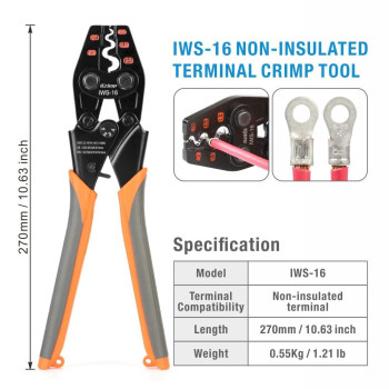 Icrimp Non Insulated Terminal Crimper Awg 226 Ratchet Wire Crimper Tool For Battery Cable Terminal Copper Butt Connector Spl