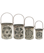 Cwi Gifts White Vintage Snowflake Buckets 4Set Multi