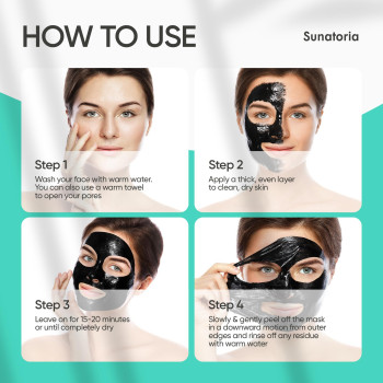 Sunatoria Blackhead Remover Mask Activated Charcoal Peel Off Face Mask For All Skin Types Deep Pore Cleaner Nose Blackhead