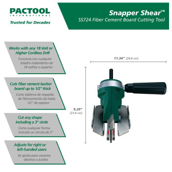 Pactool Ss724 Snapper Shear Pro Cutting Tool For Fiber Cement Board Power Shears Professional Power Tools