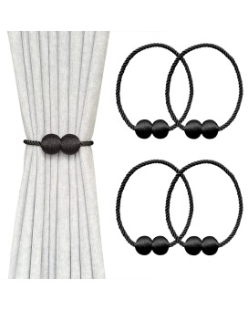 Melaluxe 4 Pack Magnetic Curtain Tiebacks Decorative Curtain Holdbacks For Window D Cor Black