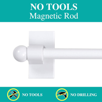 Turquoize 2 Pack Magnetic Curtain Rods For Metal Doors With Adjustable Length Extends From 16 Inch To 28 Inch Magnetic Cafe Curt