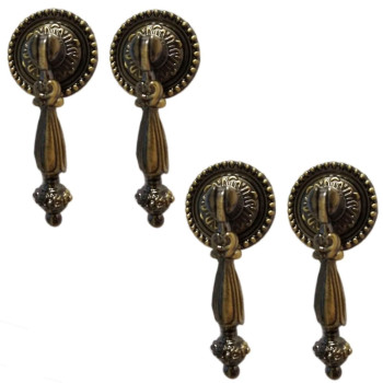 Chrisw 4 Pack Antique Style Bronze Metal Drawer Tear Drop Cabinet Decorative Pull Handle Knob