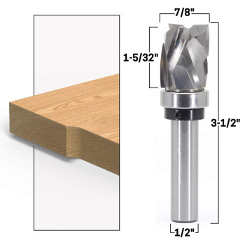 Yonico 33203 Top Bearing Ultraperformance Compression Flush Trim Router Bit 12Inch Shank