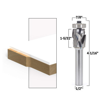 Yonico 33201 Bottom Bearing Ultraperformance Compression Flush Trim Router Bit 12Inch Shank