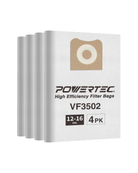 Powertec Shop Vacuum Bags 4Pk For Ridgid Vf3502 23743 Filter Bags Size A 1216 Gallon Shop Vacuum Replacement Bags For Ridgid