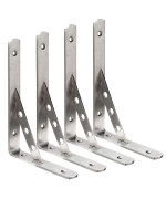 Deezio Stainless Steel Solid Shelf Brackets 10 Inch Shelf Support Corner Brace Joint Right Angle Bracket Pack Of 4250X150X4Mm