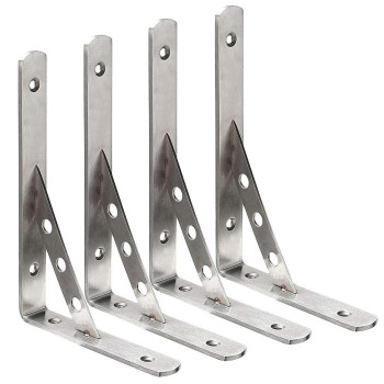 Deezio Stainless Steel Solid Shelf Brackets 10 Inch Shelf Support Corner Brace Joint Right Angle Bracket Pack Of 4250X150X4Mm