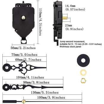 Hicarer Pendulum Clock Movement Quartz Diy Movement Kits Replacement Pendulum Clock Movement Mechanism Shaft Length 09 Inch